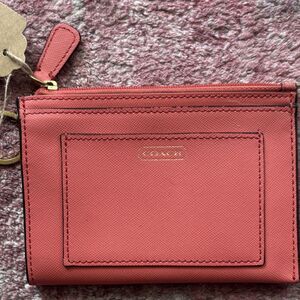 Women's  Coach Pink  Coin Wallet Pouch with Zipper Closure and Key Ring Accent